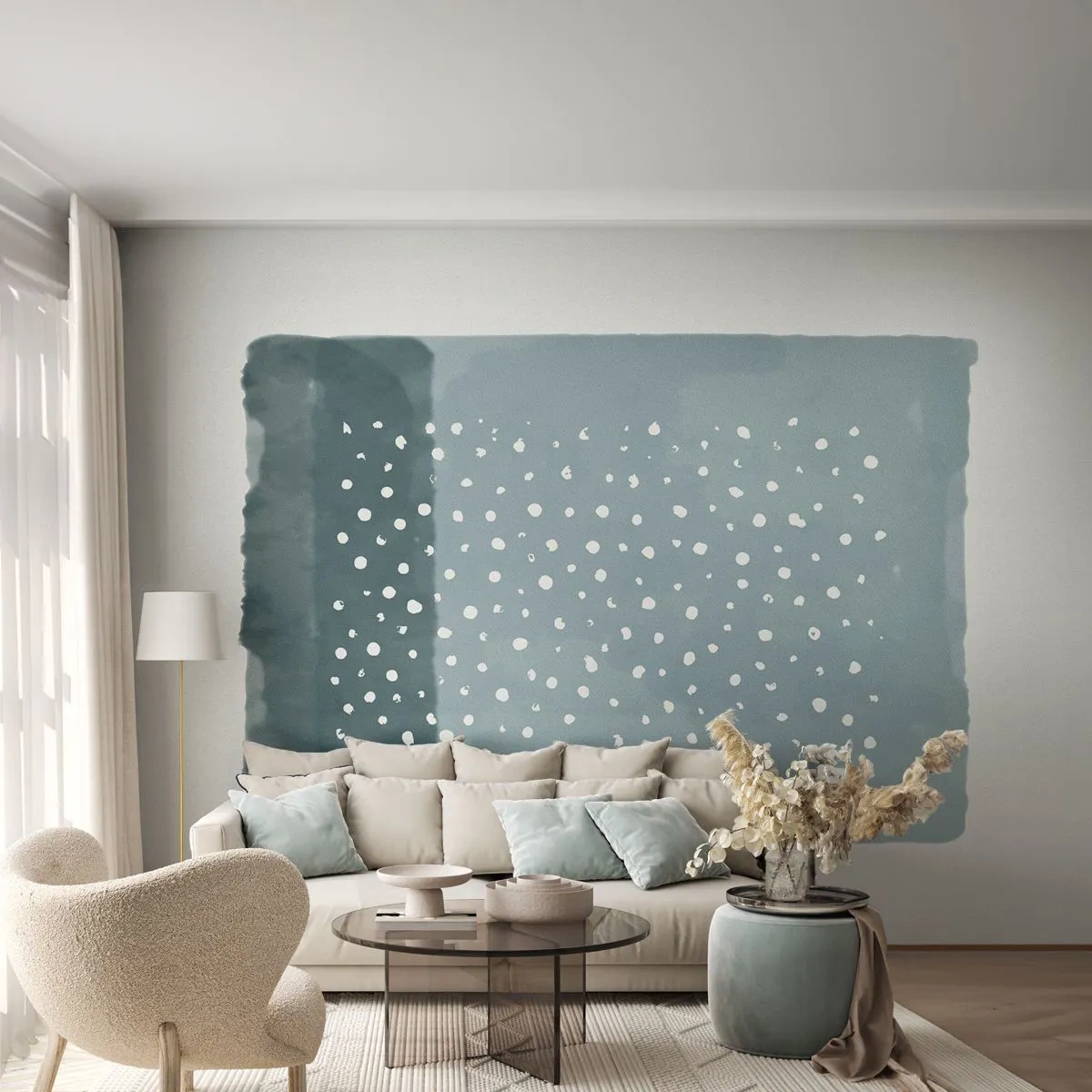 Papel de Parede Premium Canvas - Cultivado em azul - Abstração, Pedaço, Minimalismo - 300x210 cm