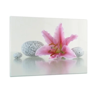 Quadro em vidro - Estudo em rosa, cinza e branco - 120x80 cm