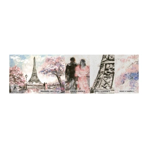 Amostra de papel de parede Premium Sand - Caminhada de abril por Paris - Cidade, Torre Eiffel, Beco do Parque - 100x30 cm