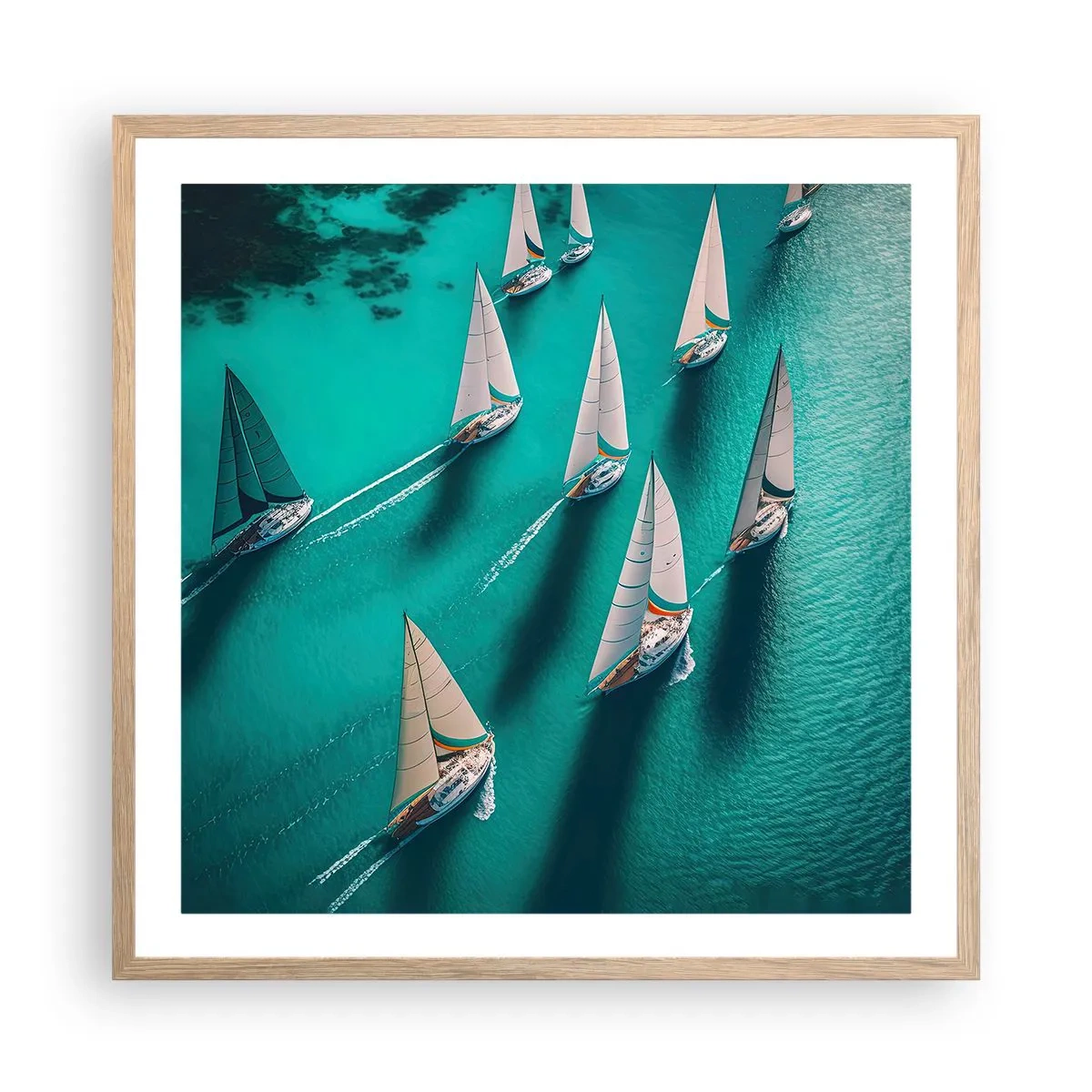 Pôster com moldura de carvalho claro - Numa competição com o vento - 60x60 cm