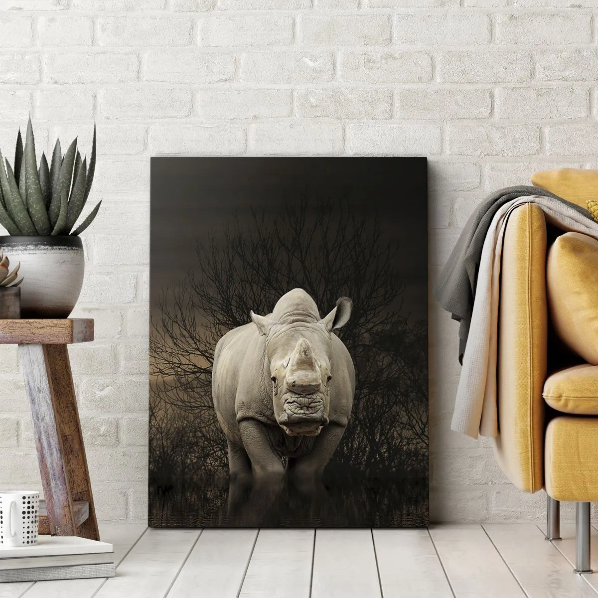 Quadro em tela - Branco contra a natureza - 55x100 cm