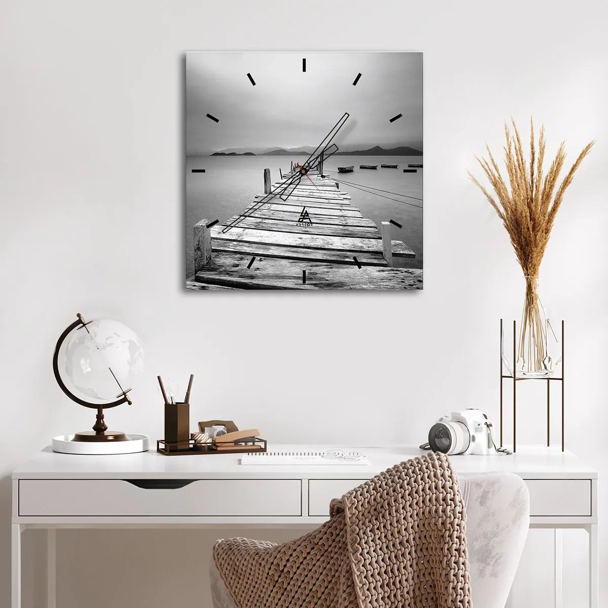 Relógio de parede - Relógio em vidro - Além das montanhas, além dos mares - 40x40 cm