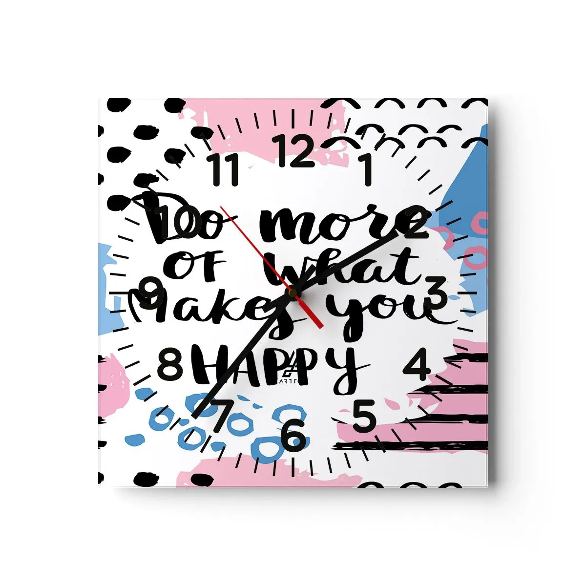 Relógio de parede - Relógio em vidro - Como ser feliz - 30x30 cm