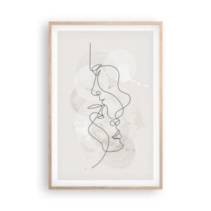 Pôster com moldura de carvalho claro - Emaranhados num abraço - 61x91 cm