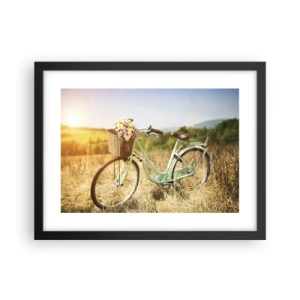 Pôster com moldura preta - Vou ficar aqui por um tempo - 40x30 cm