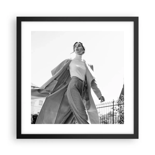 Pôster com moldura preta - Vens comigo? - 40x40 cm