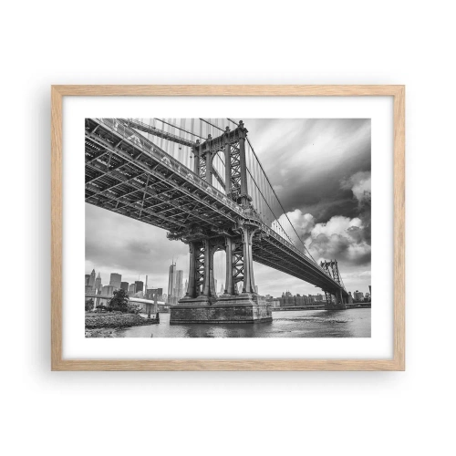 Pôster com moldura de carvalho claro - Ao coração da cidade - 50x40 cm