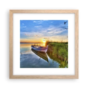 Pôster com moldura de carvalho claro - Enseada de sonhos realizados - 30x30 cm