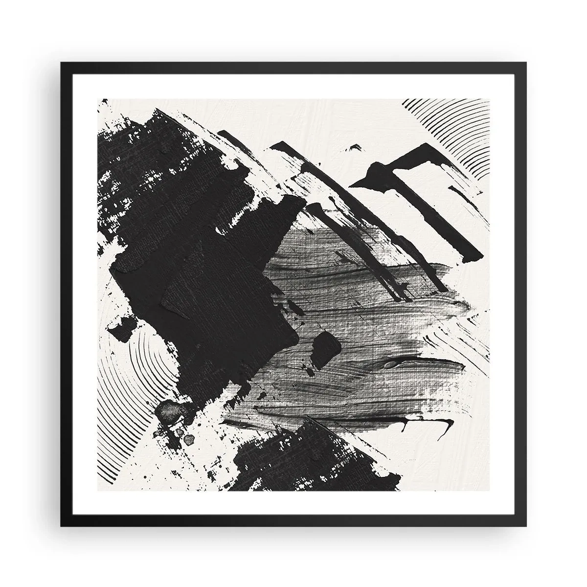Pôster com moldura preta - Abstração – expressão do preto - 60x60 cm