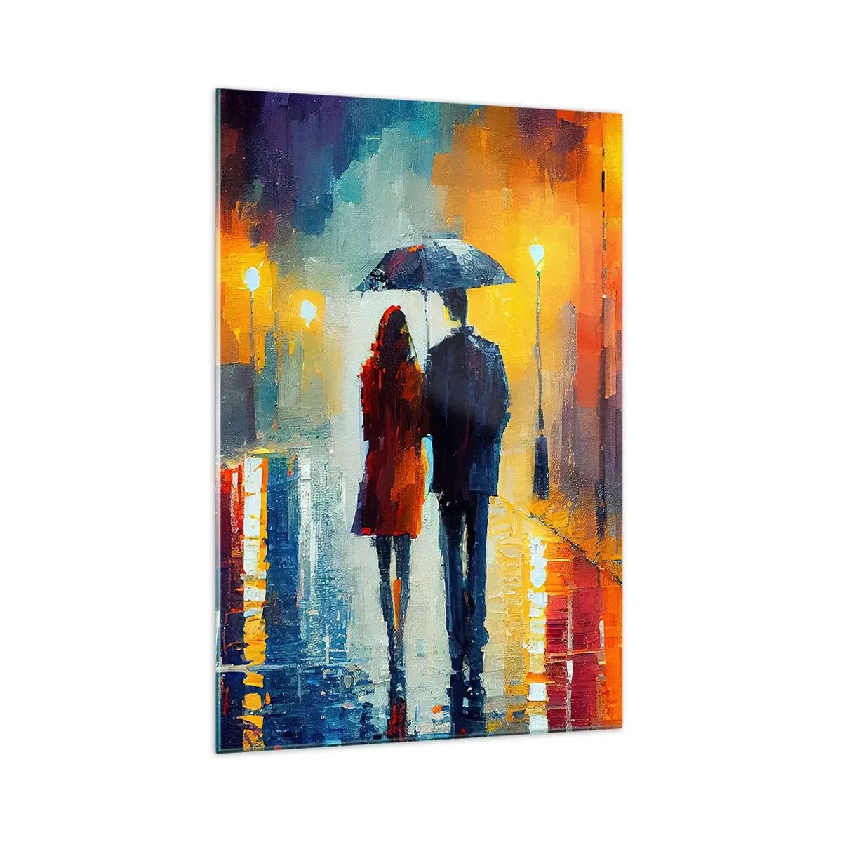 Quadro em vidro - Juntos – uma noite colorida - 70x100 cm