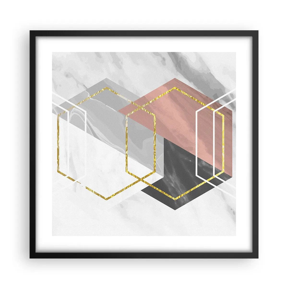 Pôster com moldura preta - Composição em cadeia - 50x50 cm