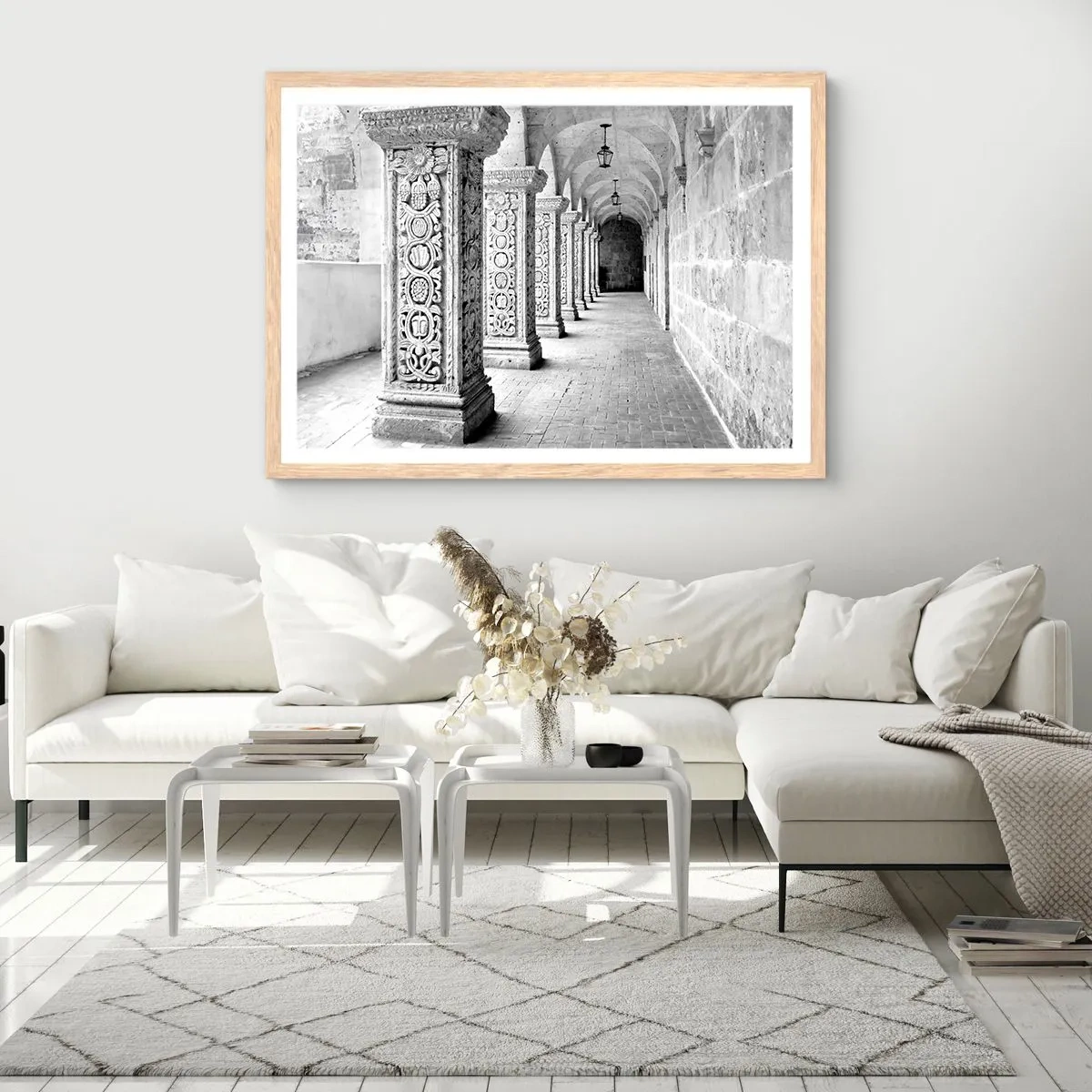 Pôster com moldura de carvalho claro - E para onde...? - 70x50 cm