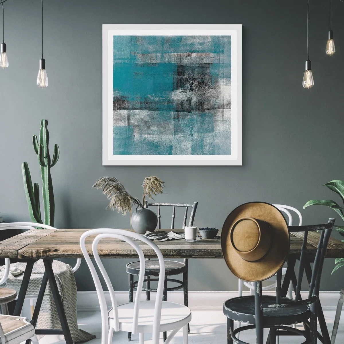 Pôster em moldura branca - Água e ar - 50x50 cm