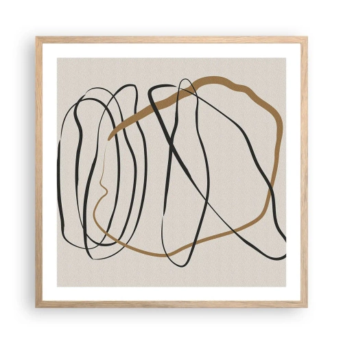 Pôster com moldura de carvalho claro - Composição – dança em loop - 60x60 cm