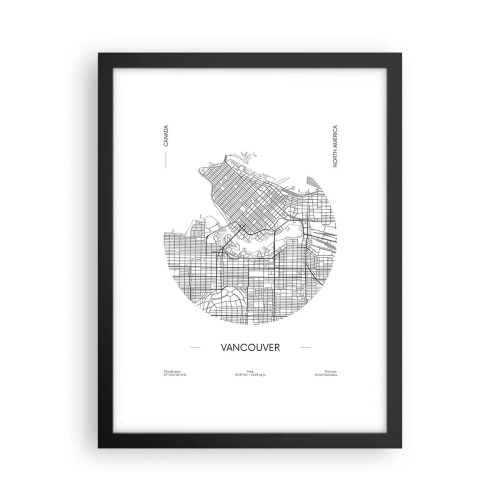 Pôster com moldura preta - Anatomia de Vacouver - 30x40 cm