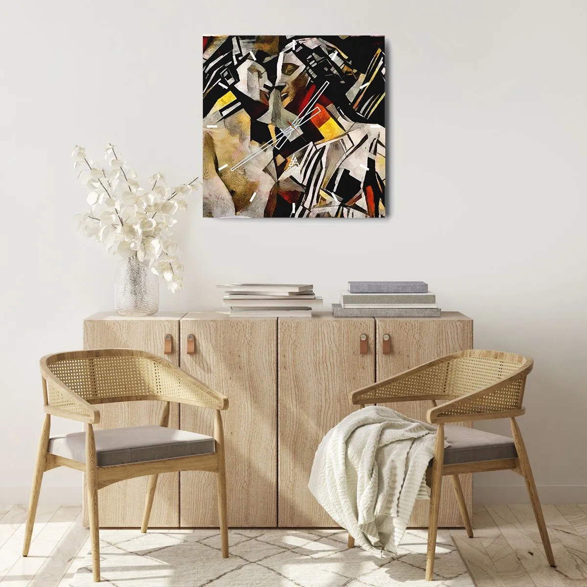 Relógio de parede - Relógio em vidro - Beijo da estátua - 30x30 cm