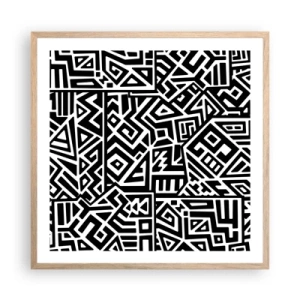 Pôster com moldura de carvalho claro - Composição pré-colombiana - 60x60 cm