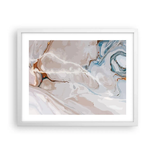 Pôster em moldura branca - Meandros azuis sob branco - 50x40 cm