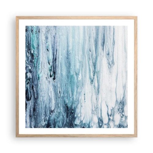 Pôster com moldura de carvalho claro - Estalactites em azul - 60x60 cm