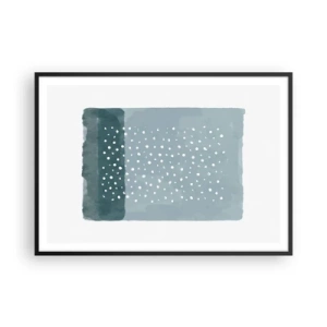 Pôster com moldura preta - Cultivado em azul - 100x70 cm