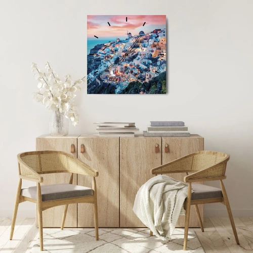 Relógio de parede - Relógio em vidro - As suas grandes férias gregas - 30x30 cm