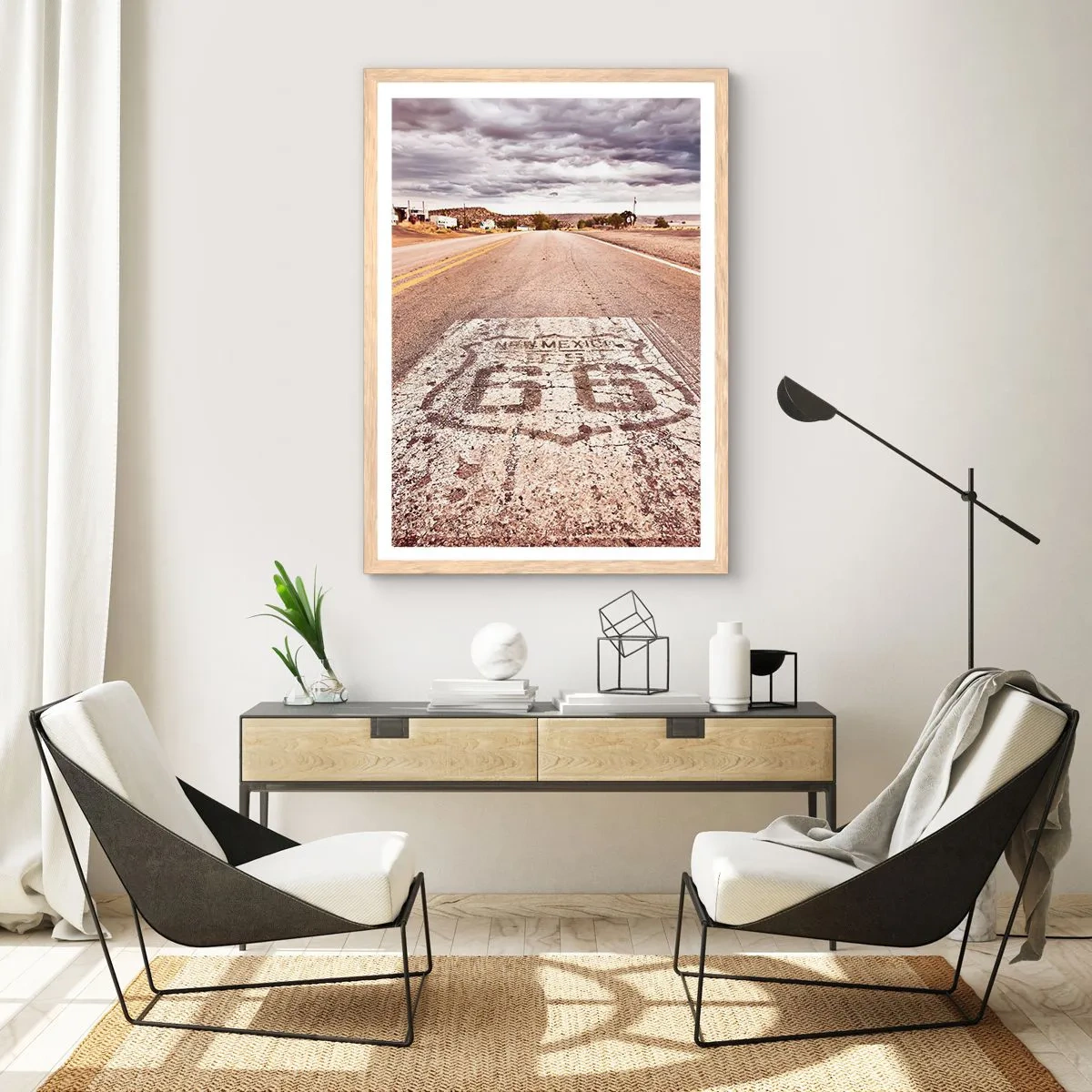 Pôster com moldura de carvalho claro - Mother Road - uma lenda americana - 61x91 cm