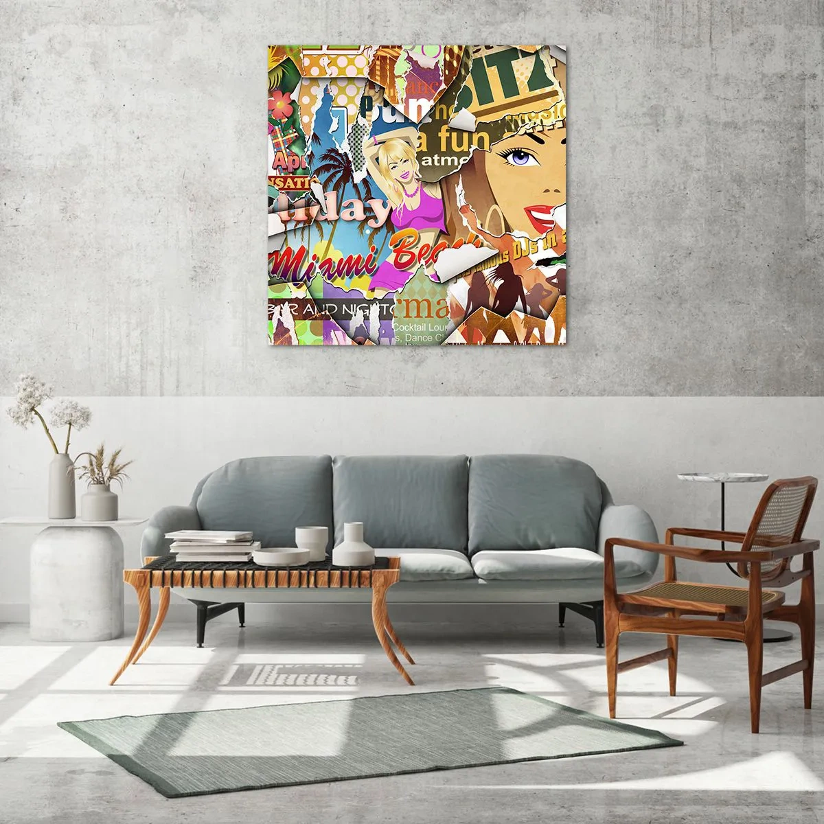 Quadro em vidro - Flashbacks das férias - 60x60 cm