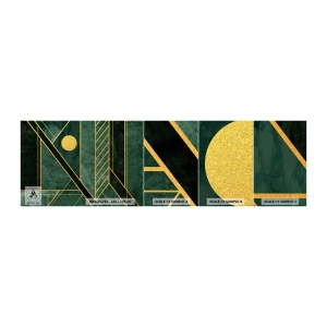 Amostra de papel de parede autocolante Deluxe Sticker - A dinâmica do ouro e do azul - Abstração, Pedaço, Padrão Geométrico - 100x30 cm