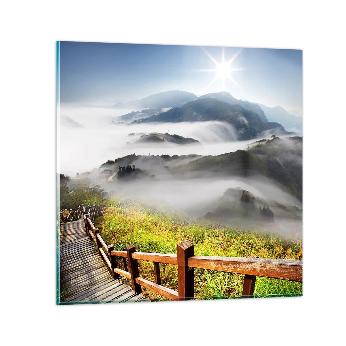 Quadro em vidro - Tecido de brilho e névoa - 50x50 cm