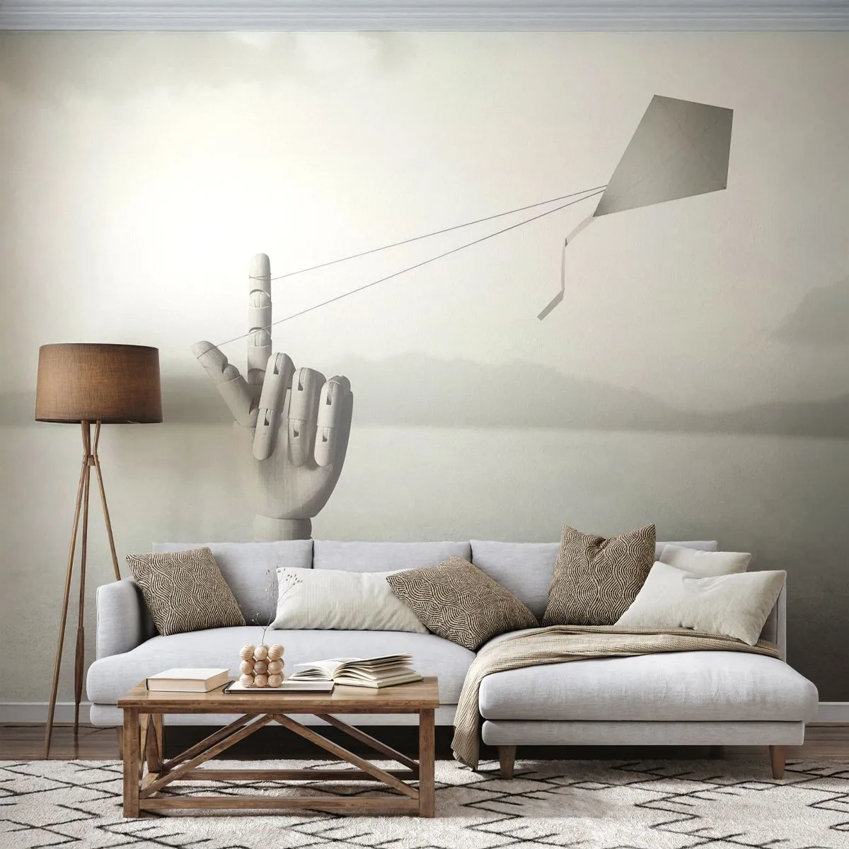 Papel de Parede Premium Sand - Prova de força - Abstração, Mão, Pipa - 100x70 cm