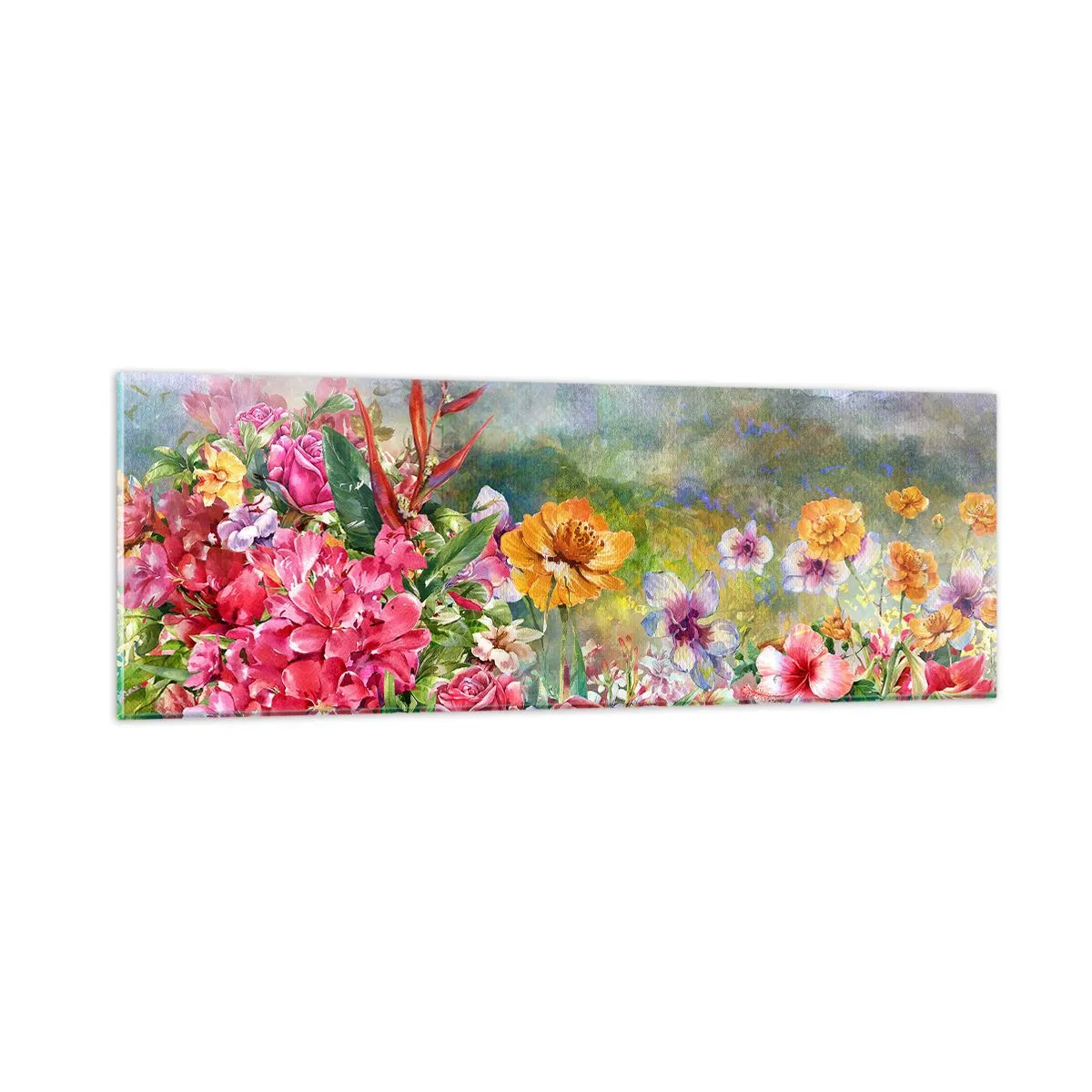 Quadro em vidro - O jardim que enlouqueceu - 90x30 cm
