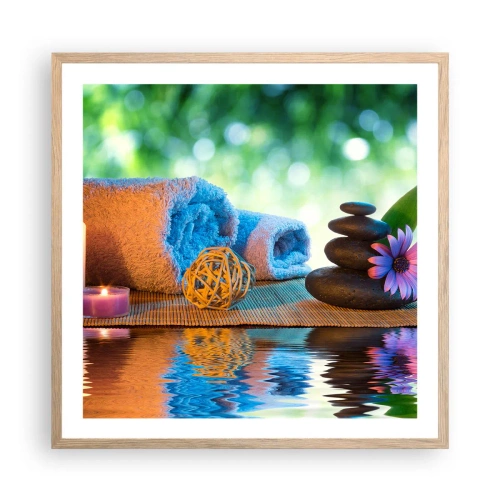 Pôster com moldura de carvalho claro - Tempo para o corpo - 60x60 cm