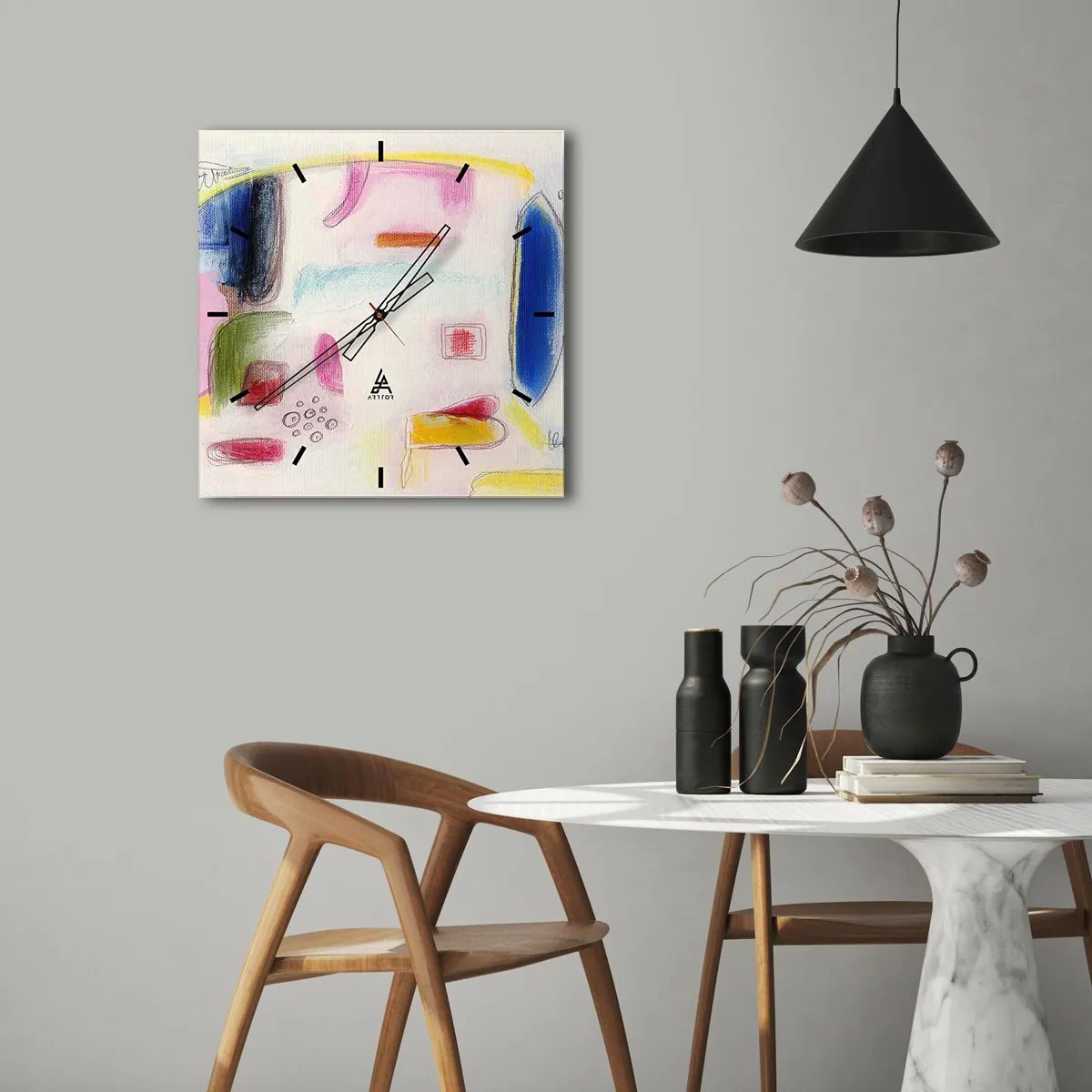 Relógio de parede - Relógio em vidro - Mais convexo do que côncavo ou plano - 40x40 cm