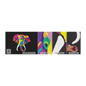 Amostra de papel de parede Premium Canvas - O elefante que adorava banhar-se no arco-íris - Animais, Elefante, Imagem colorida - 100x30 cm