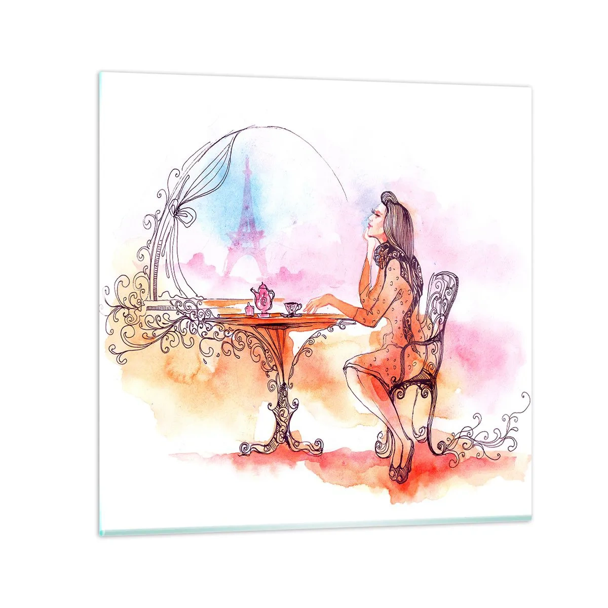Quadro em vidro - Elegância parisiense - 60x60 cm