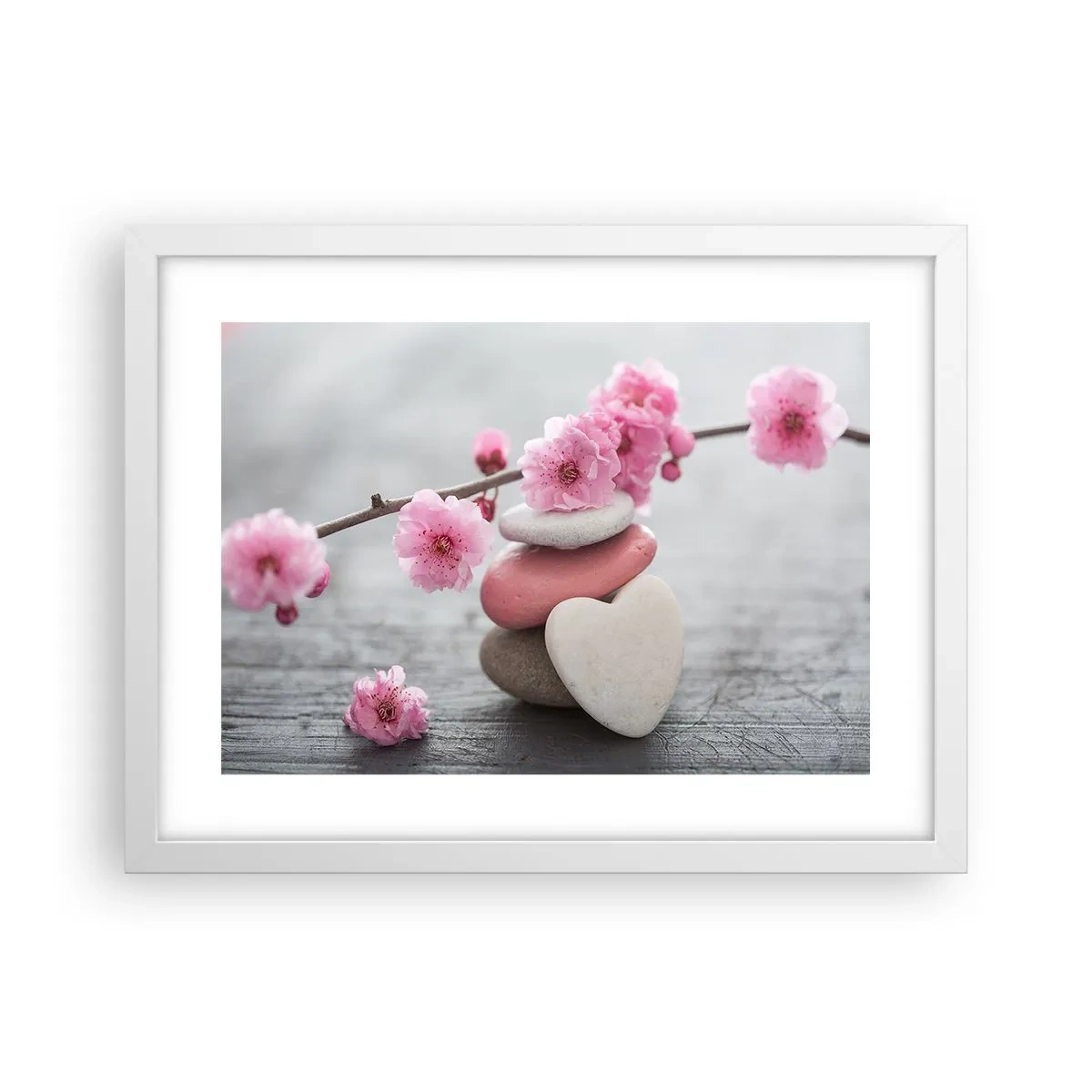 Pôster em moldura branca - Flor de cerejeira - 40x30 cm