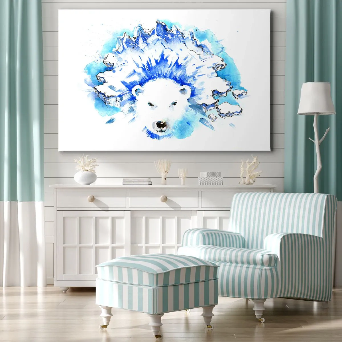 Quadro em tela - O Rei do Ártico em uma coroa de gelo - 70x50 cm