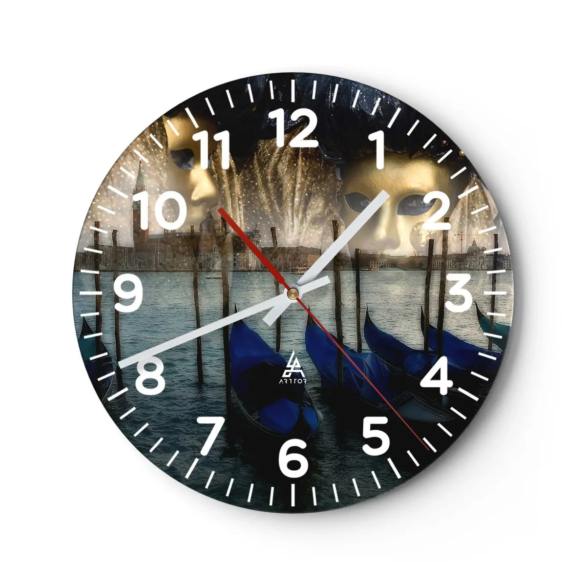 Relógio de parede - Relógio em vidro - Hora do Carnaval - 40x40 cm