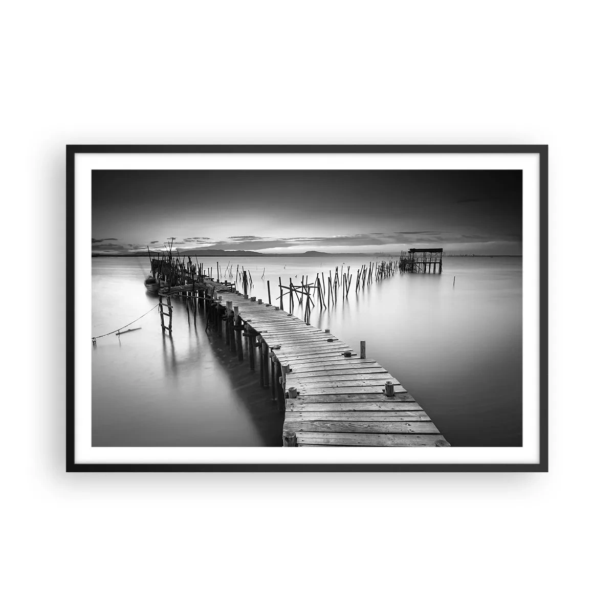 Pôster com moldura preta - A tranquilidade de uma costa esquecida - 91x61 cm