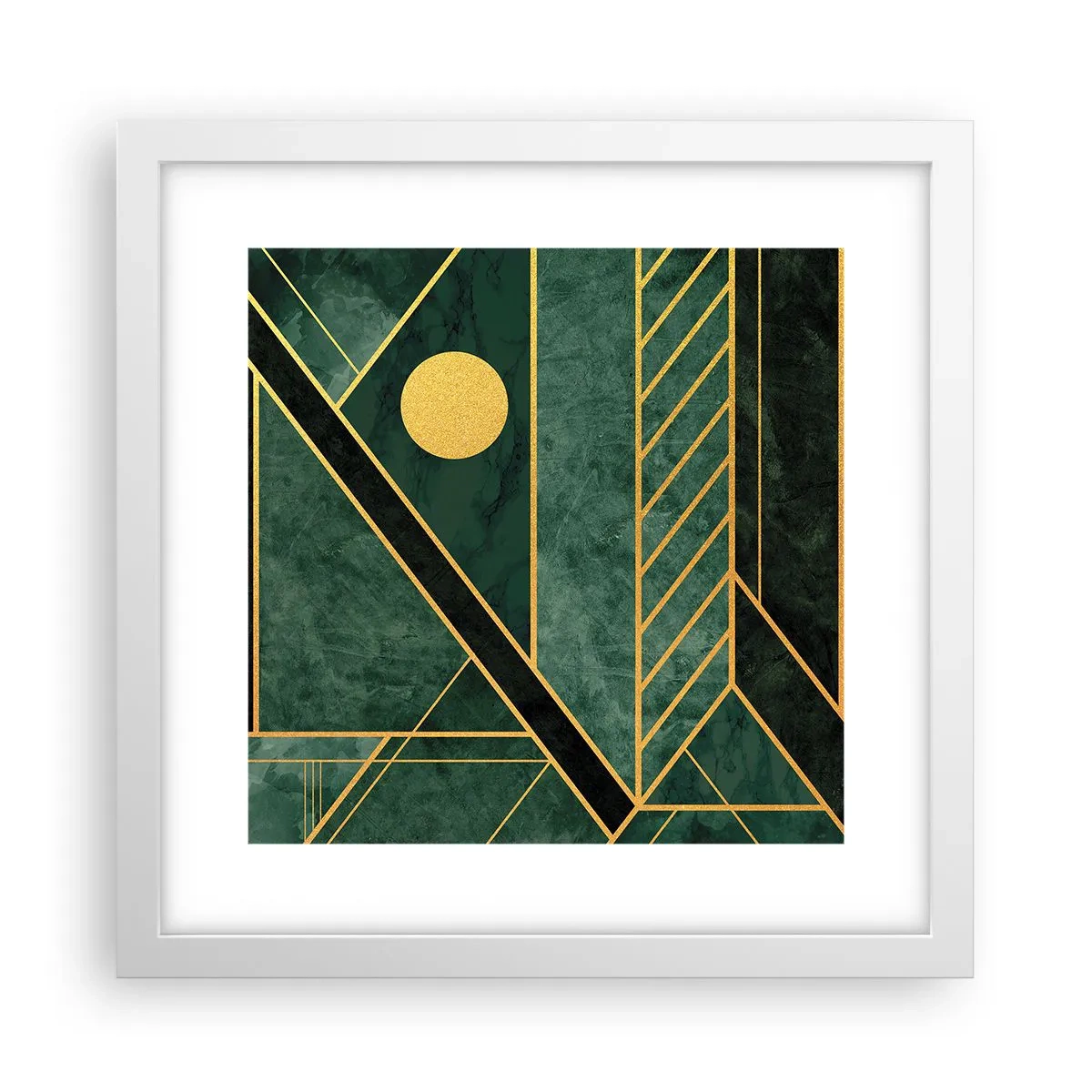 Pôster em moldura branca - A dinâmica do ouro e do azul - 30x30 cm