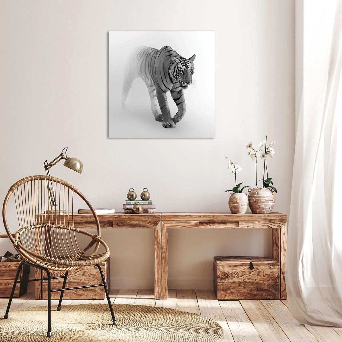 Quadro em tela - À espreita na névoa - 60x60 cm