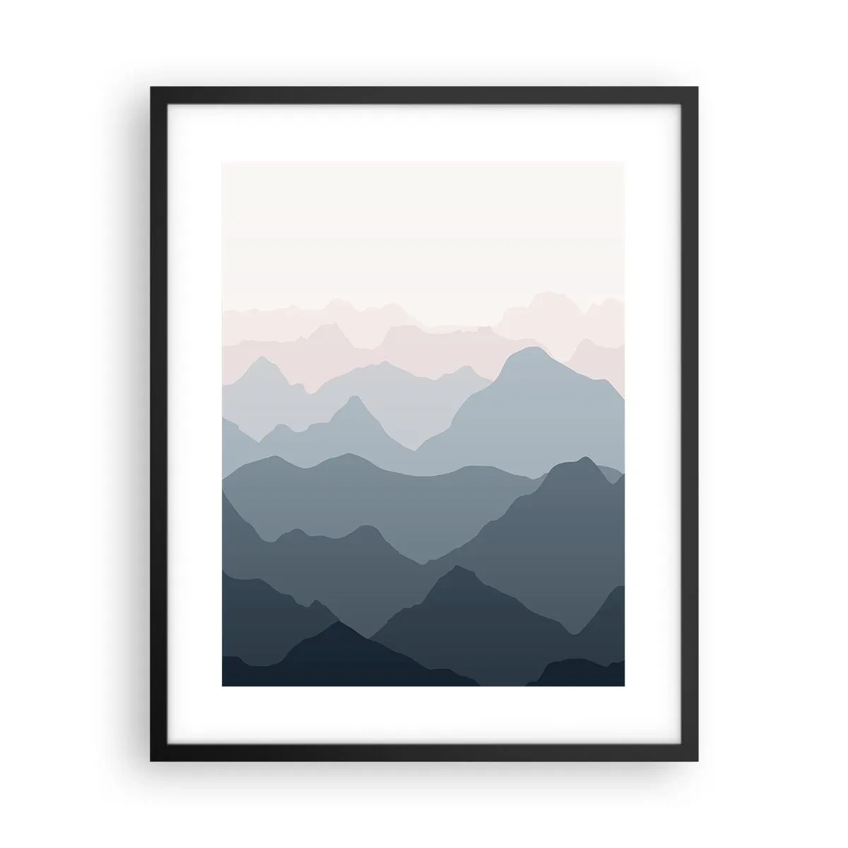 Pôster com moldura preta - Ondas de montanha - 40x50 cm