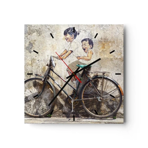 Relógio de parede - Relógio em vidro - Verdadeiro ou falso? - 40x40 cm