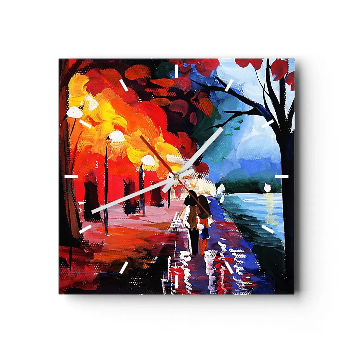 Relógio de parede - Relógio em vidro - Outono ardente no parque - 30x30 cm