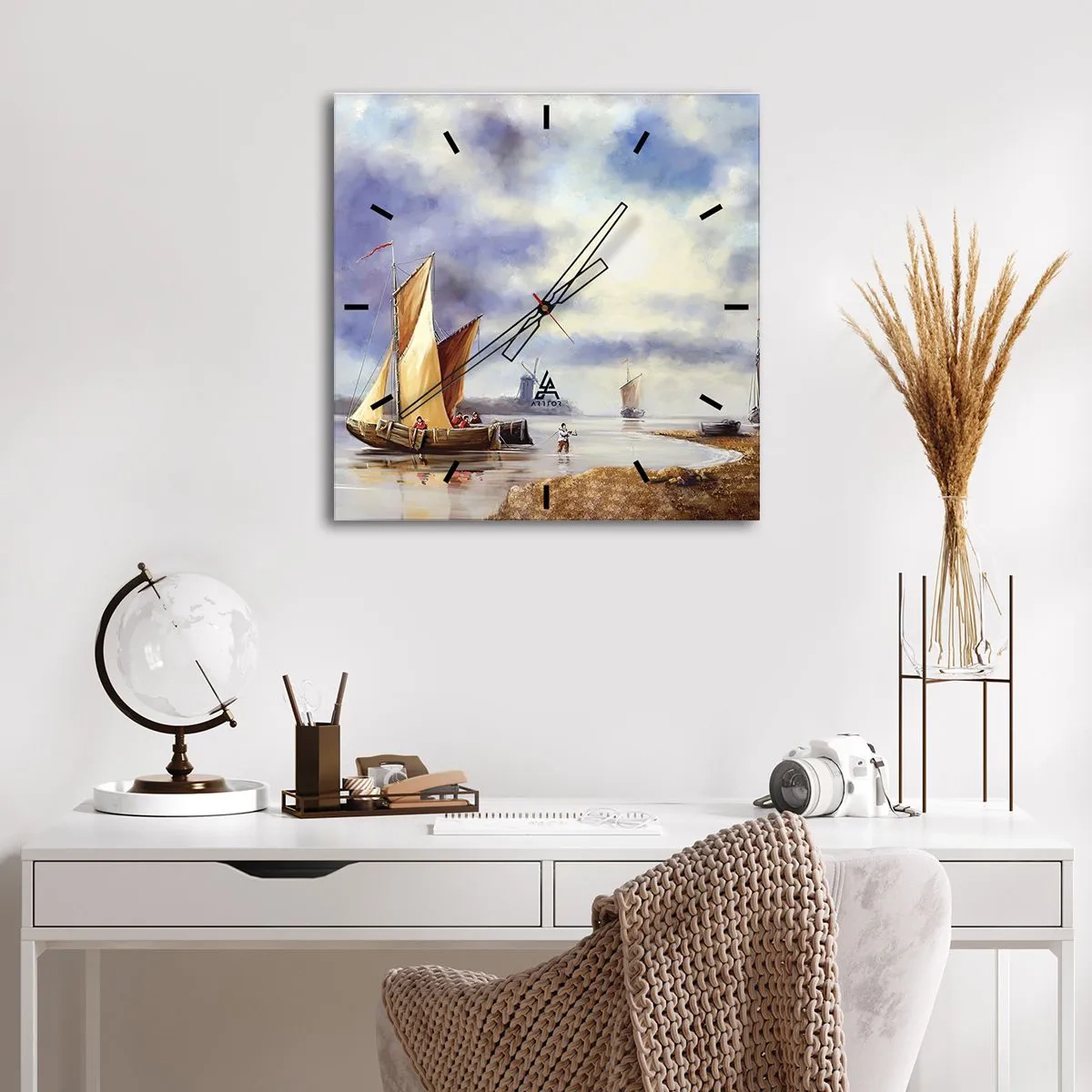 Relógio de parede - Relógio em vidro - O regresso dos marinheiros - 30x30 cm