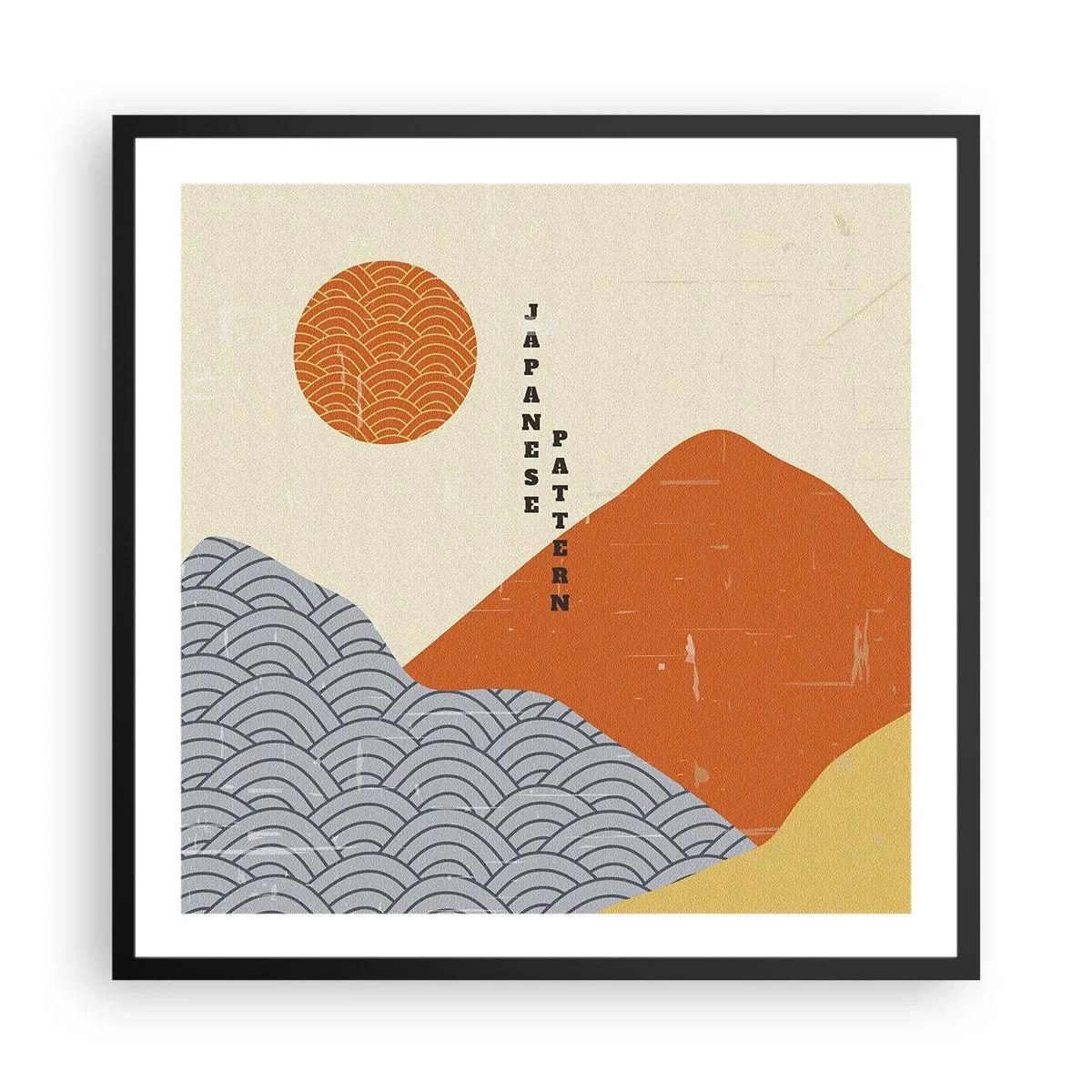 Pôster com moldura preta - No espírito japonês - 60x60 cm