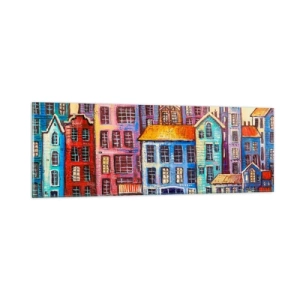 Quadro em vidro - Uma cidade como de um conto de fadas - 90x30 cm