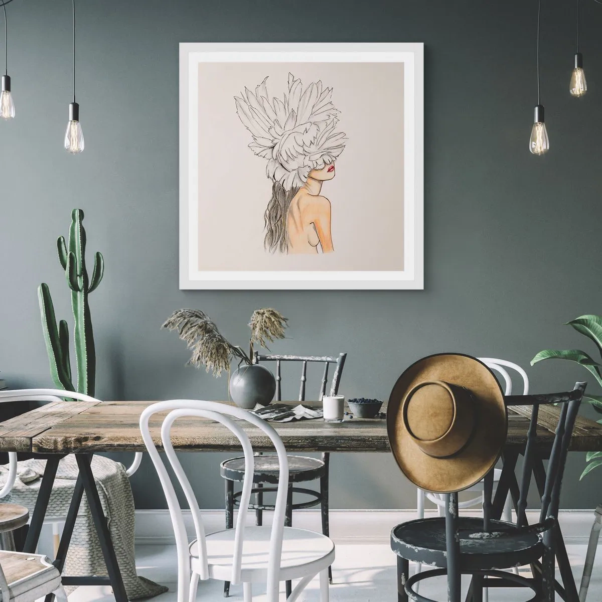 Pôster em moldura branca - Beleza coroada - 60x60 cm