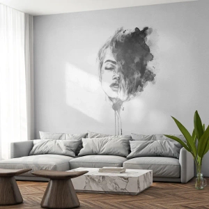 Papel de Parede Autocolante Deluxe Sticker - O que sonha uma rapariga - Retrato de uma mulher, Rosto de Mulher, Abstração - 250x175 cm