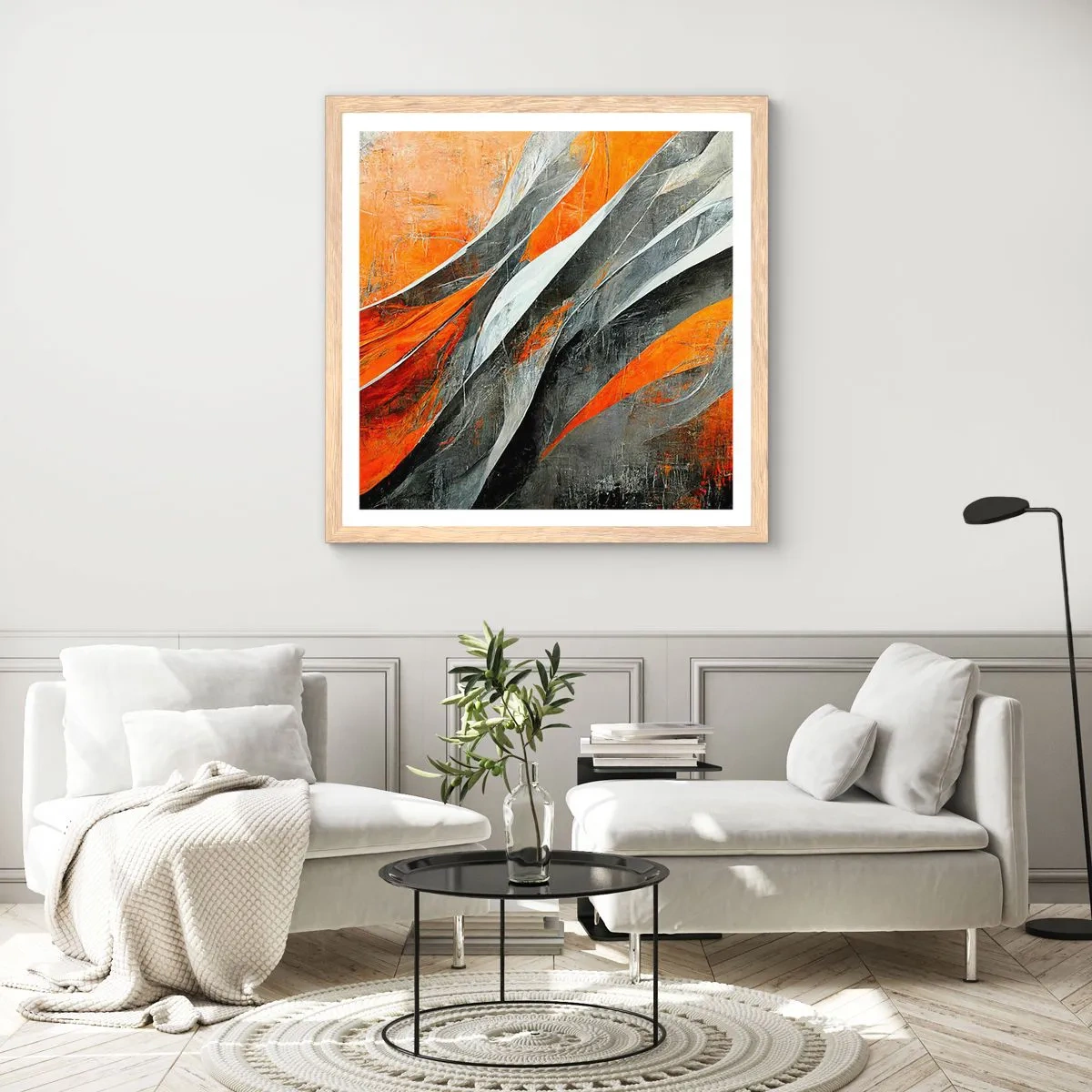 Pôster com moldura de carvalho claro - Calor e frio - 60x60 cm